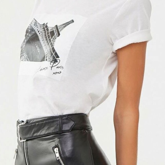 Forever 21 Paris/eiffel tower T-Shirt in Black and White, Size- Medium - Picture 2 of 7